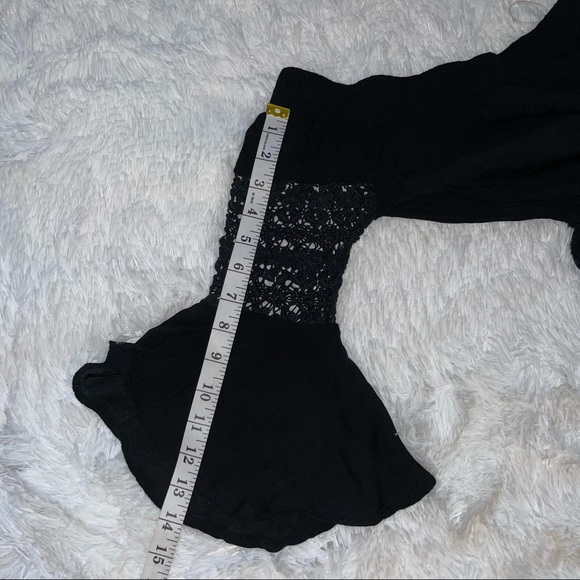 Blush brand off shoulder black Woman’s small romper 3/4 bell sleeve shorts - Picture 8 of 9